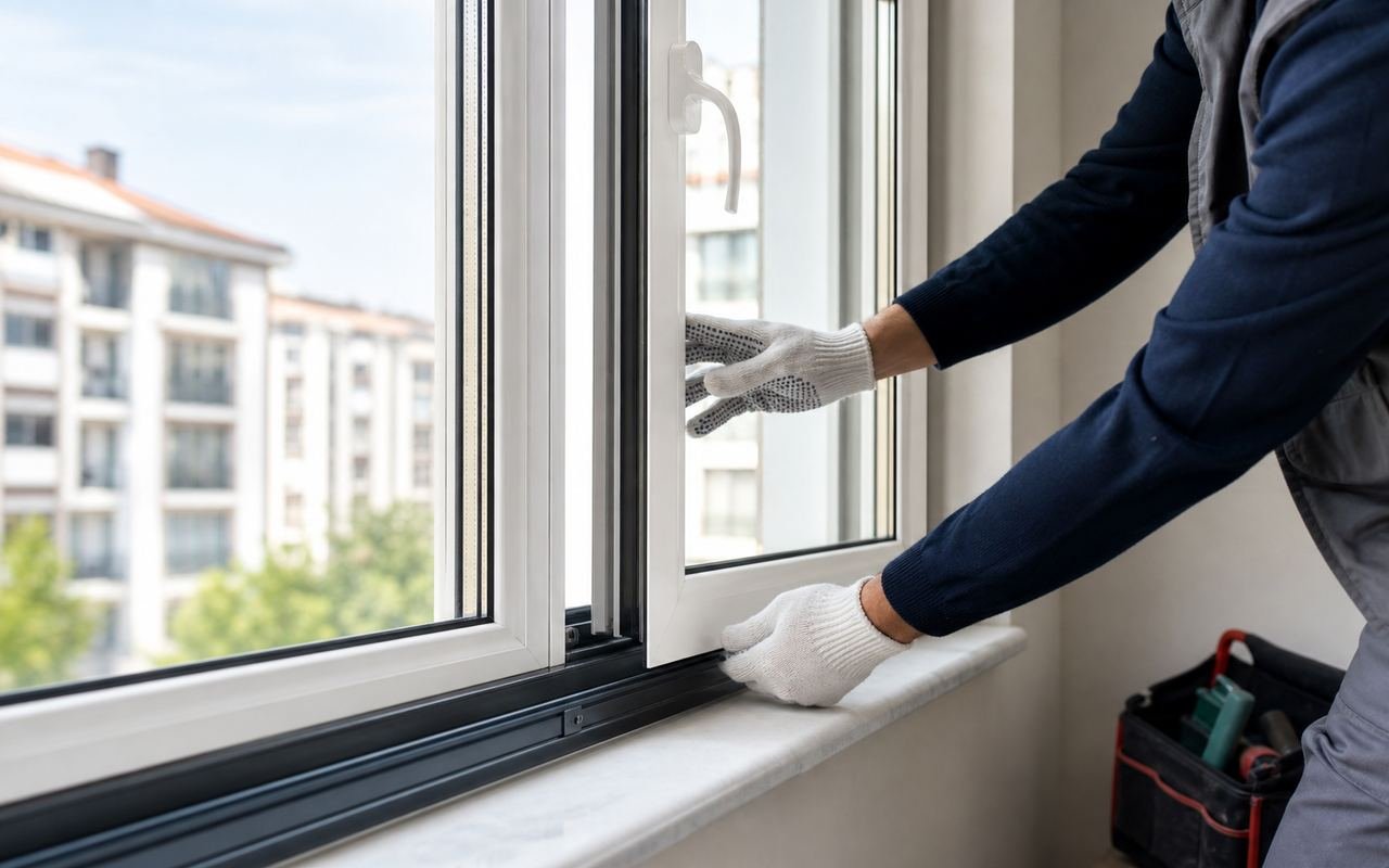 PVC pencere doğramasında conta ve kanat ayarı kontrolü